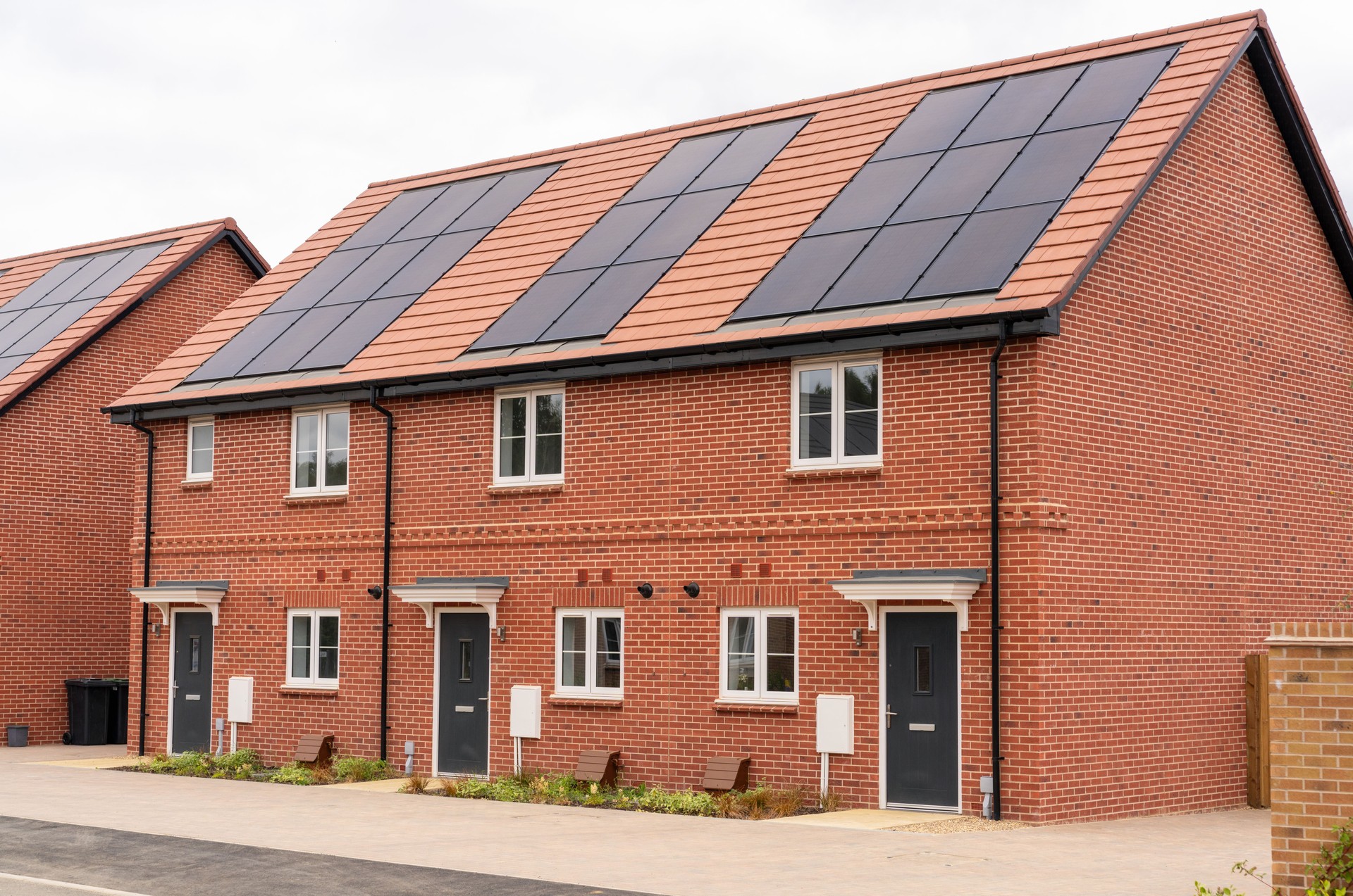 Modern houses with solar panels