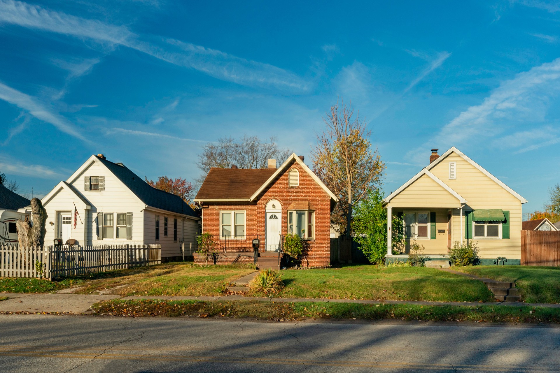 Small homes in a Midwest neighborhood, USA